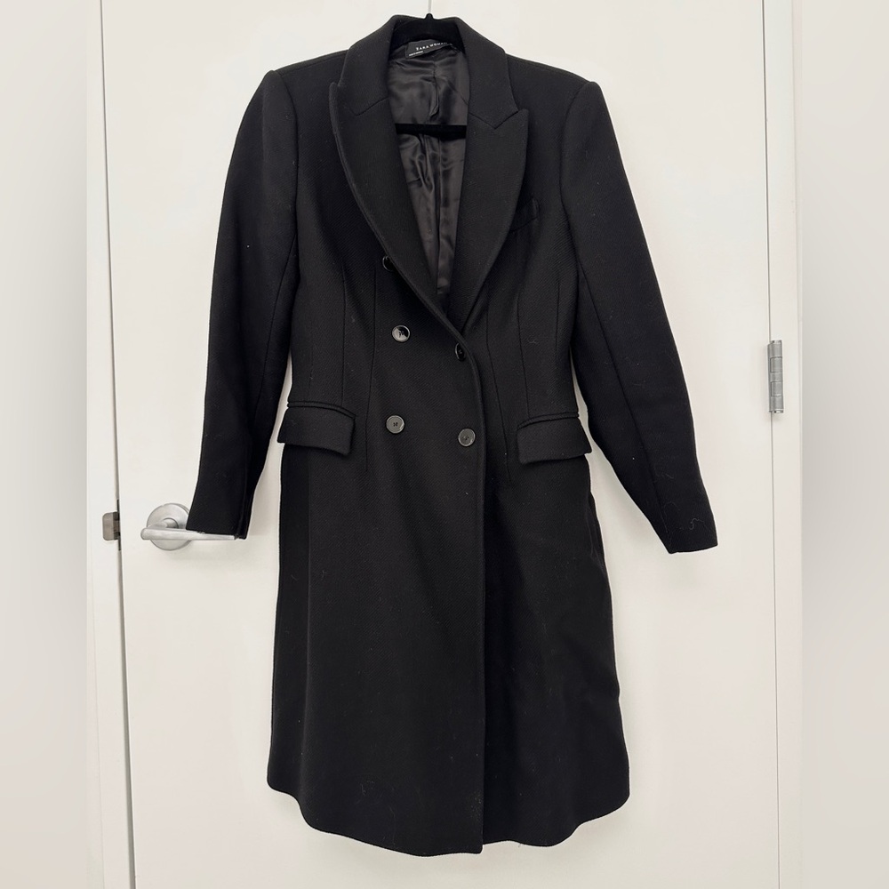 Zara Black Double-Breasted Coat